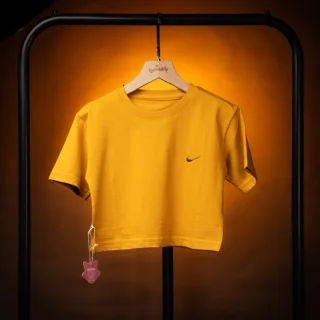 بسته چهار عددی کراپ باکسی اسپرت نایکی NIKE ؛ نخ پنبه رنگ خردلی