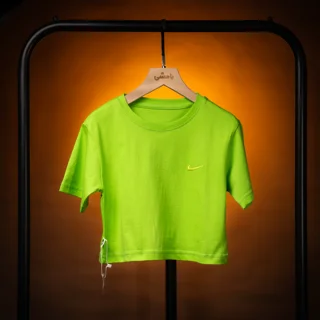 بسته چهار عددی کراپ باکسی اسپرت نایکی NIKE ؛ نخ پنبه رنگ فسفری