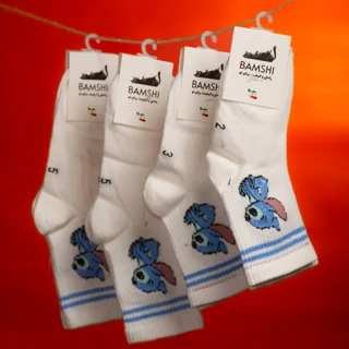 بسته 12 عددی جوراب پنبه انیمیشن سلدا طرح استیچ ( کش انگلیسی )