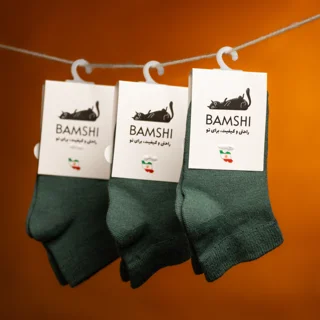 بسته 12 عددی جوراب دیارا "نقلی‌" پنبه بامشی - رنگ سبز ارتشی تیره