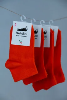 بسته 12 عددی جوراب پنبه مچی دیارا بچه گانه بامشی رنگ نارنجی