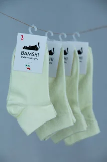 بسته 12 عددی جوراب پنبه مچی دیارا بچه گانه بامشی رنگ لیمویی