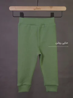 بسته 2 عددی شلوار کشبافت کبریتی پنبه رنگ سبز حنایی روشن