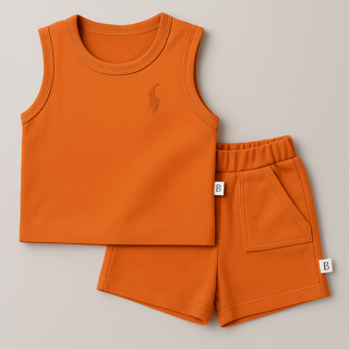 بسته 2 عددی ست رکابی شلوارک آجری