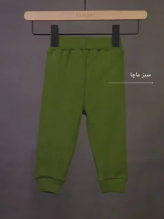 بسته 2 عددی شلوار کشبافت کبریتی پنبه رنگ سبز ماچا